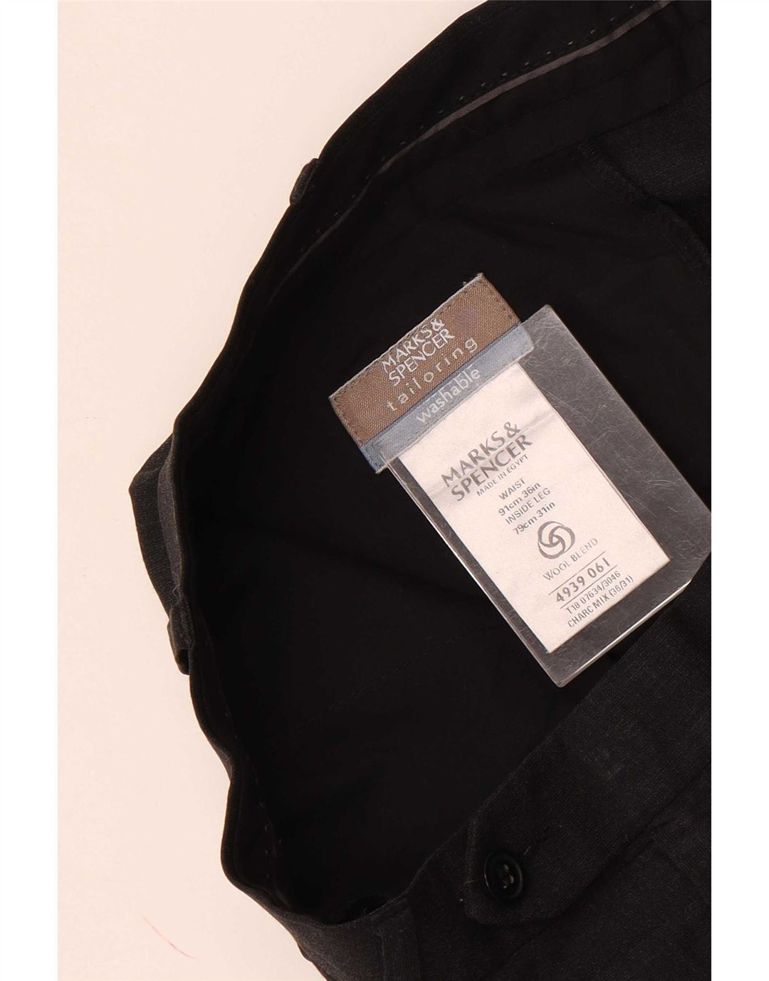 Pantaloni da abito con pegging da uomo Marks & Spencer W36 L31 poliestere grigio