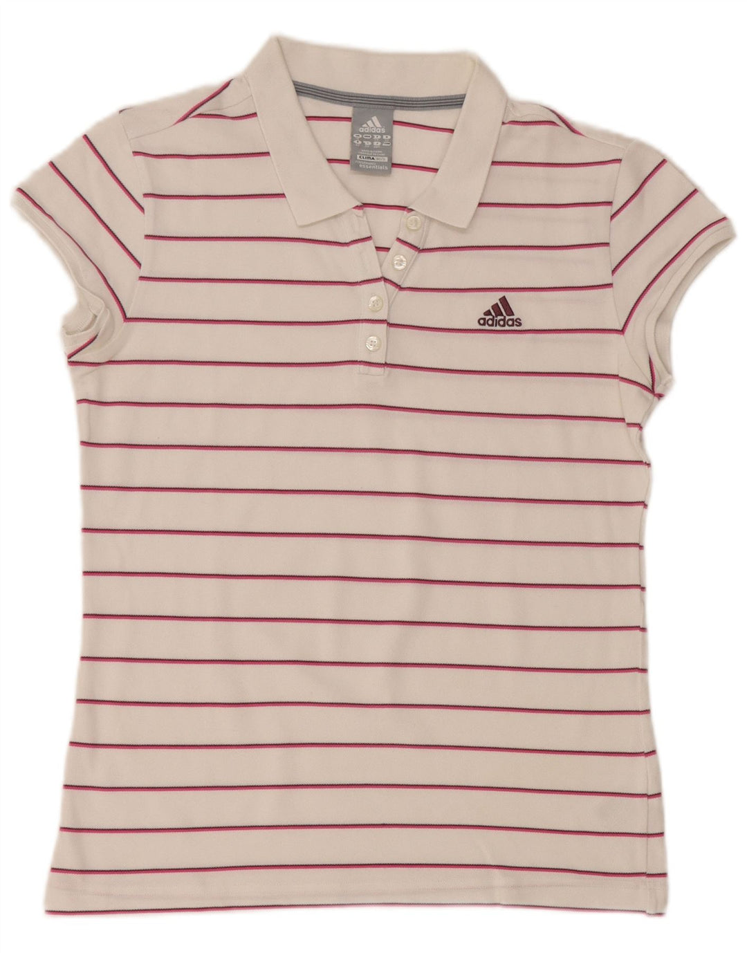 Polo ADIDAS da donna Clima 365 UK 16 grande cotone a righe bianche
