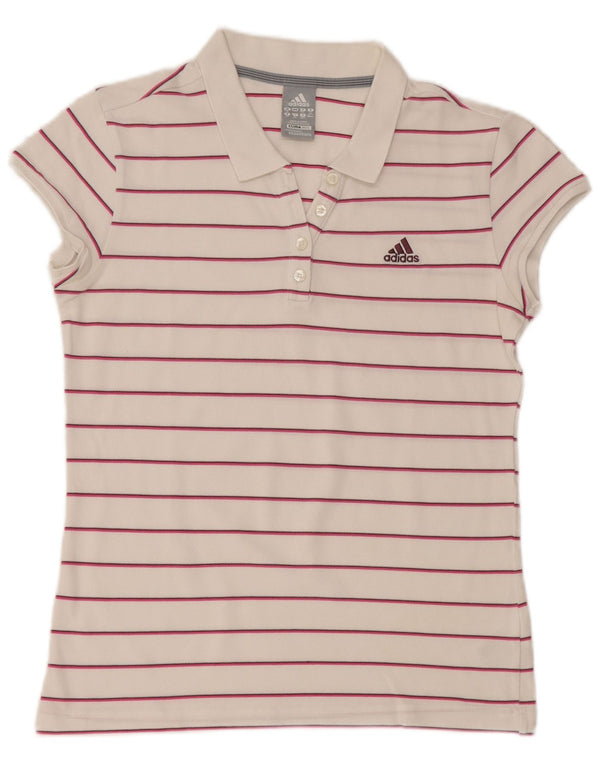 Polo ADIDAS da donna Clima 365 UK 16 grande cotone a righe bianche
