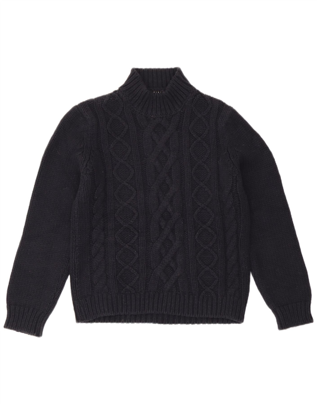 Maglione maglione da donna a collo alto Sisley UK 14 Lana blu navy medio