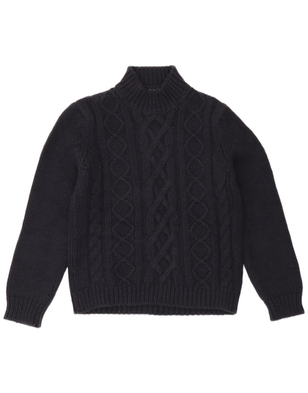 Maglione maglione da donna a collo alto Sisley UK 14 Lana blu navy medio