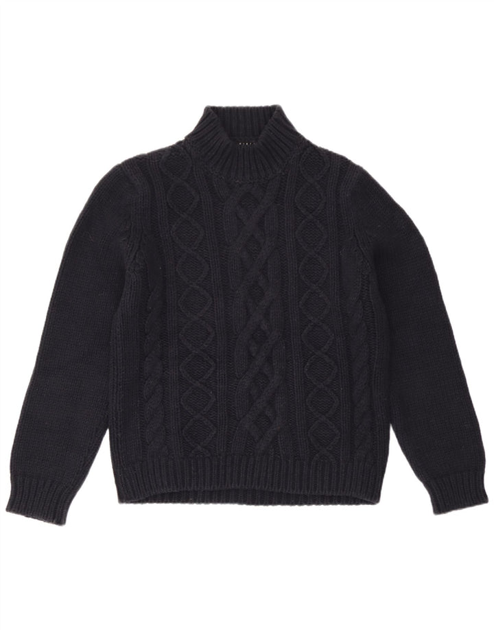 Maglione maglione da donna a collo alto Sisley UK 14 Lana blu navy medio