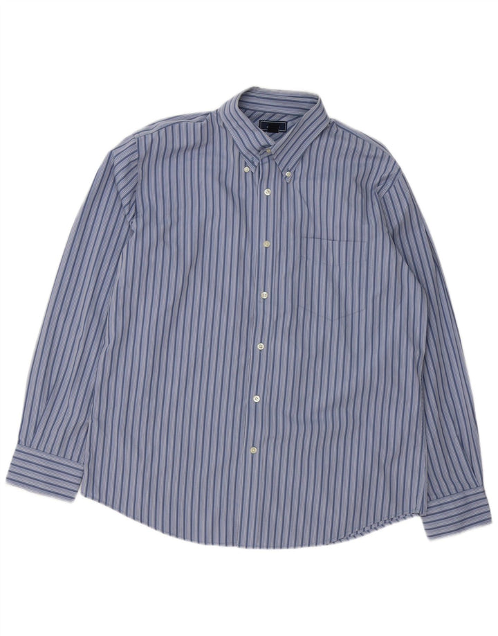 Camicia da uomo DOCKERS taglia 16 16 1/2 grande cotone a righe blu