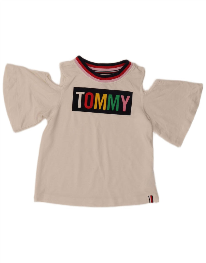 TOMMY HILFIGER Top con spalle scoperte con grafica per ragazze 8-9 anni bianco medio