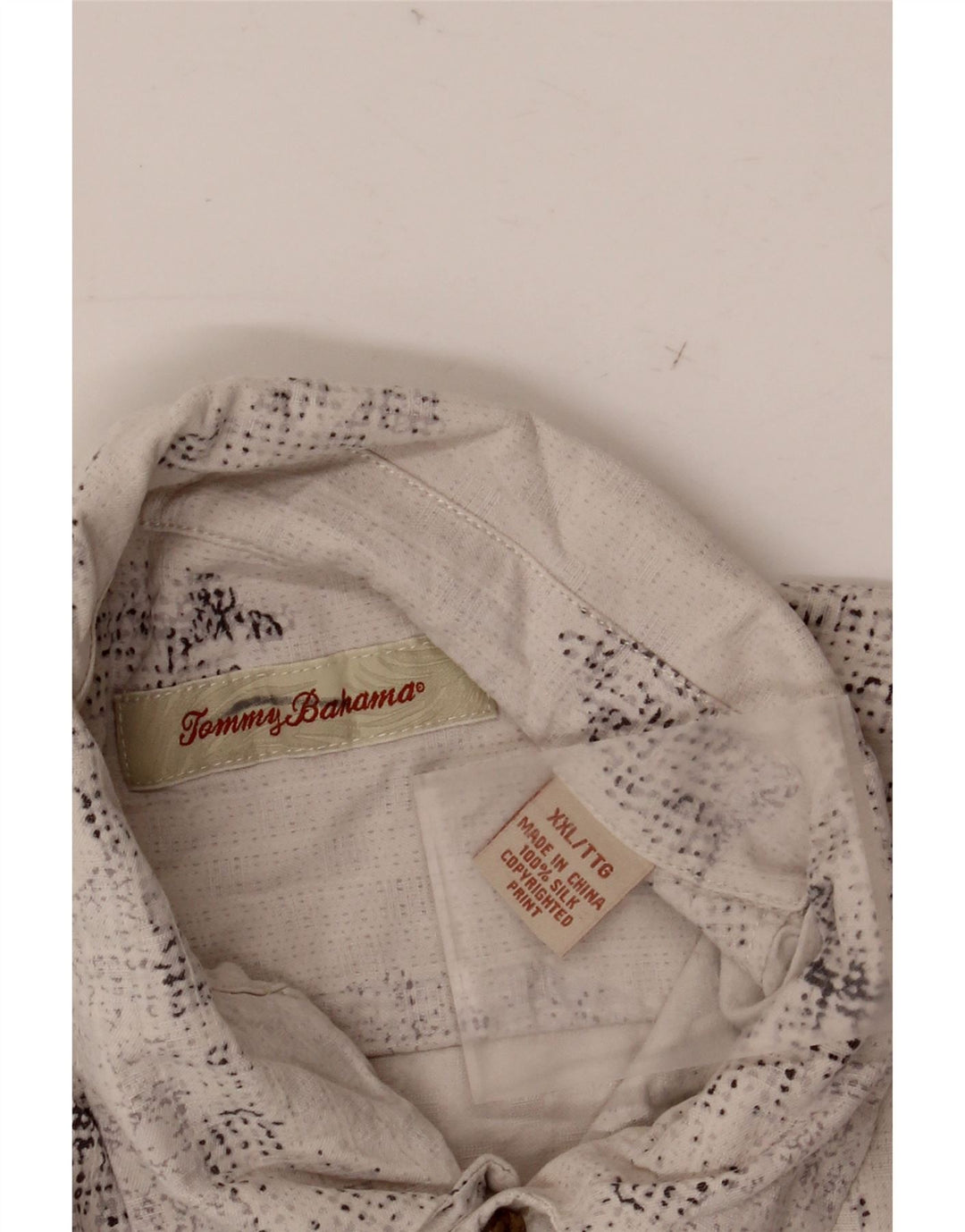 TOMMY BAHAMA Camicia a maniche corte da uomo 2XL Seta floreale bianco sporco