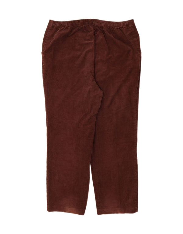 Pantaloni di velluto a coste a vita alta da donna Marks & Spencer UK 14 Large W34 L28 Bro