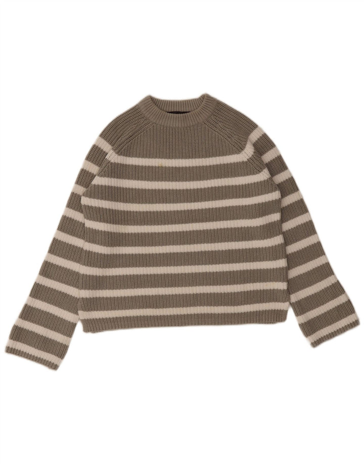 Maglione maglione girocollo da donna Marks & Spencer UK 10 piccolo grigio a righe