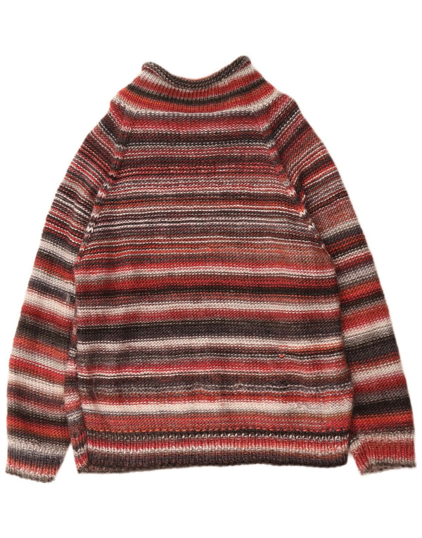 Maglione vintage da uomo con collo dolcevita a righe multicolori