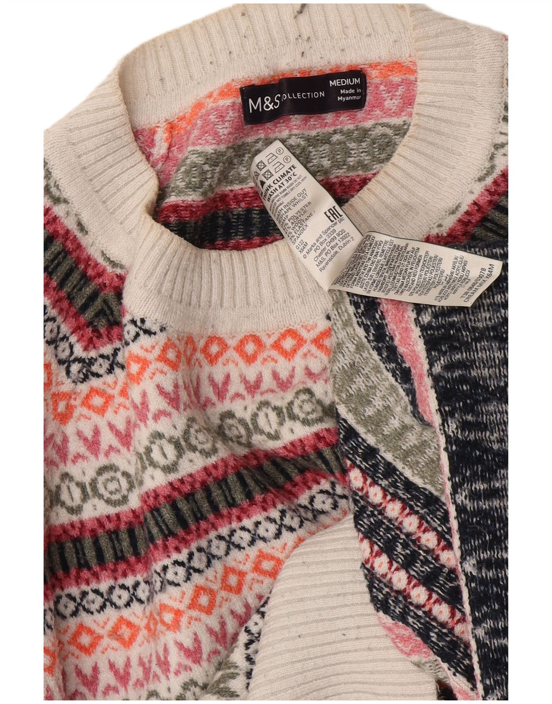 Maglione maglione girocollo da donna Marks & Spencer UK 14 medio multicolore