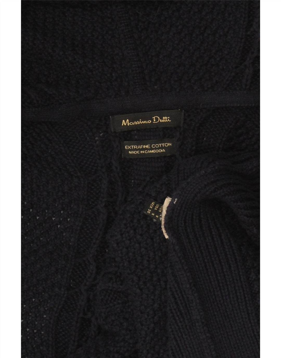 MASSIMO DUTTI Maglione cardigan lungo da donna UK 10 piccolo blu navy