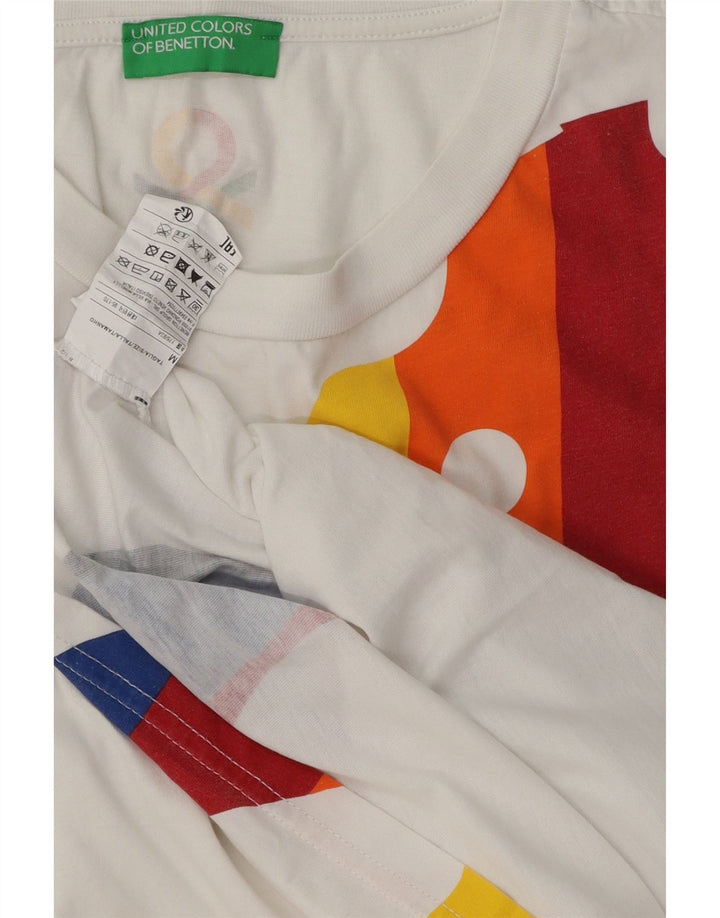T-shirt grafica da bambino Benetton Top 15-16 anni cotone bianco medio