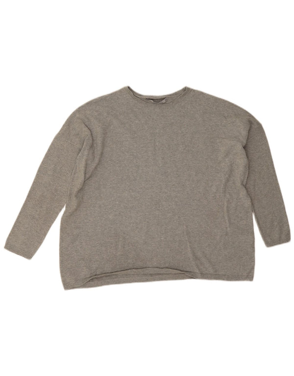 Zara Womens Oversized Boat Neck Jumper Sweater UK 14 Medium Grey Flecked