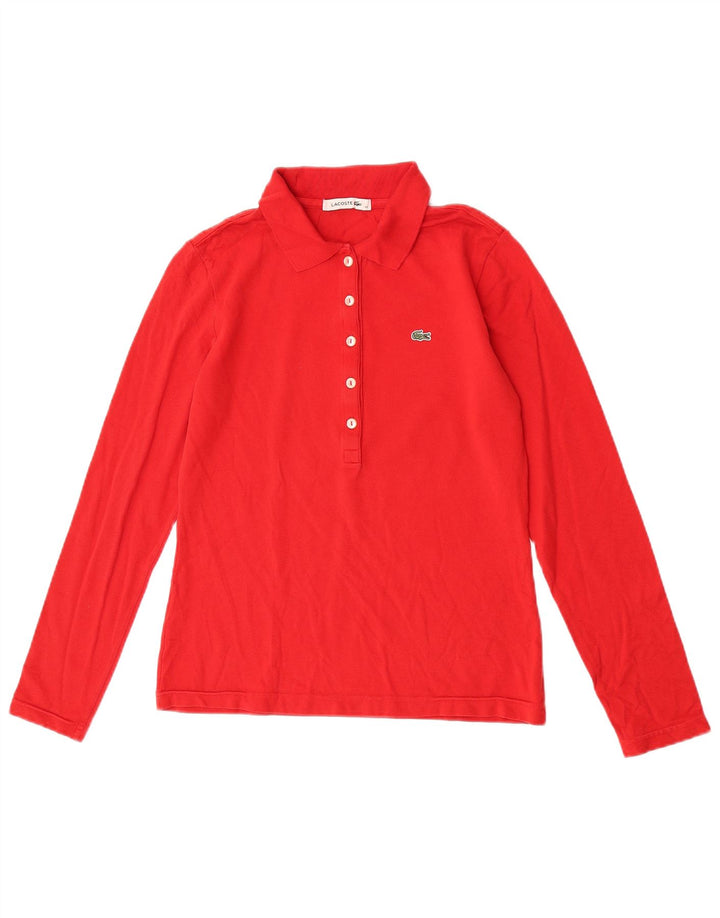 Polo da donna a maniche lunghe Lacoste taglia 40 cotone rosso medio
