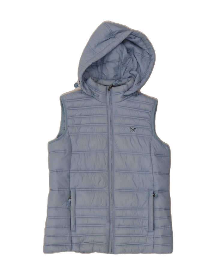 CREW CLOTHING Womens Hooded Padded Jacket UK 10 Small  Blue Nylon Vintage Crew Clothing and Second-Hand Crew Clothing from Messina Hembry 