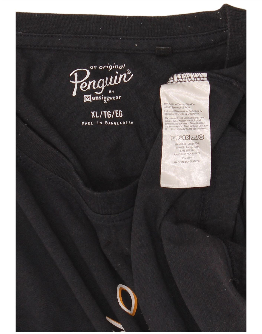 T-shirt grafica da uomo Penguin Top XL in cotone nero
