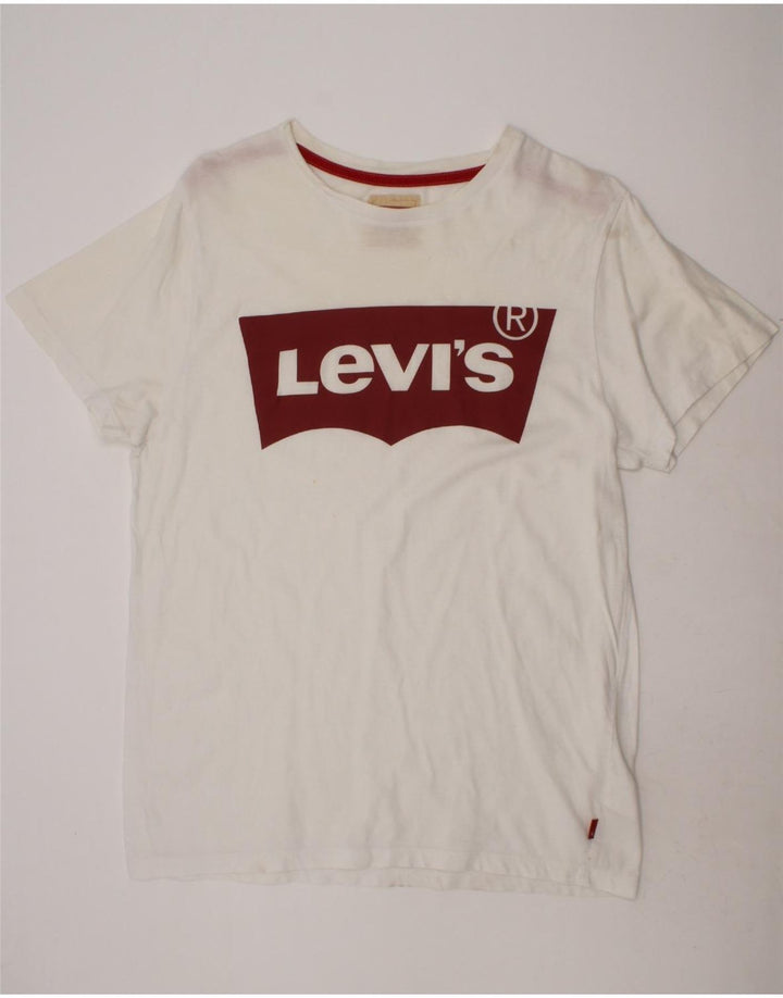 LEVI'S Boys Graphic T-Shirt Top 15-16 Years White Cotton Vintage Levi's and Second-Hand Levi's from Messina Hembry 