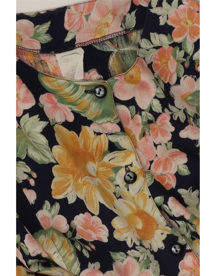 Camicetta Camicia Vintage da Donna IT 50 XL Floreale Multicolore