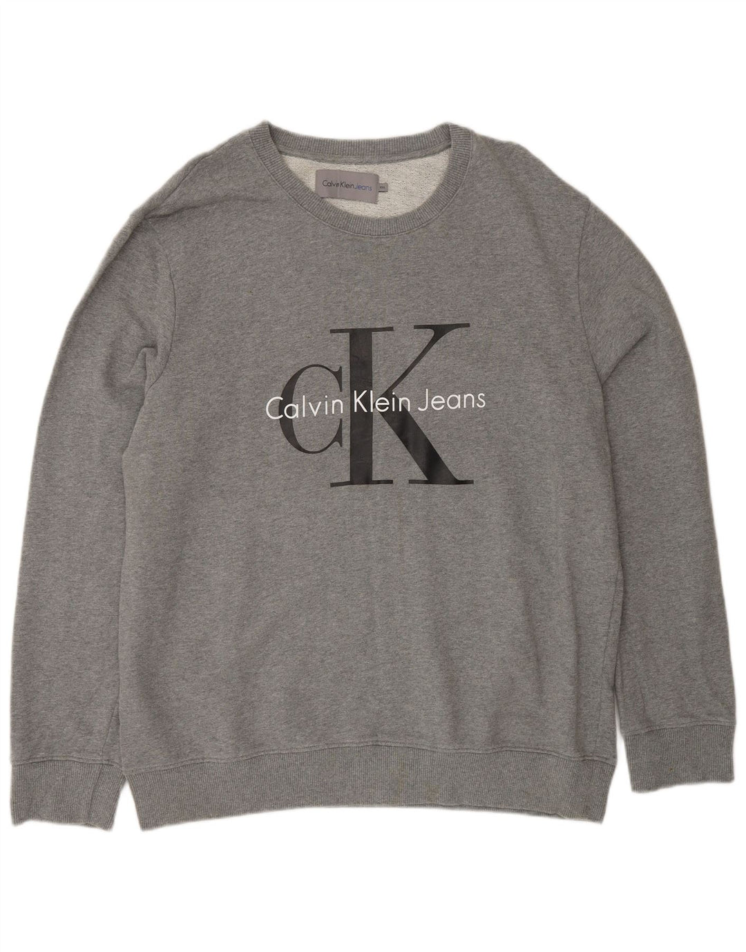 CALVIN KLEIN JEANS Felpa con grafica da uomo Maglione 2XL Cotone grigio