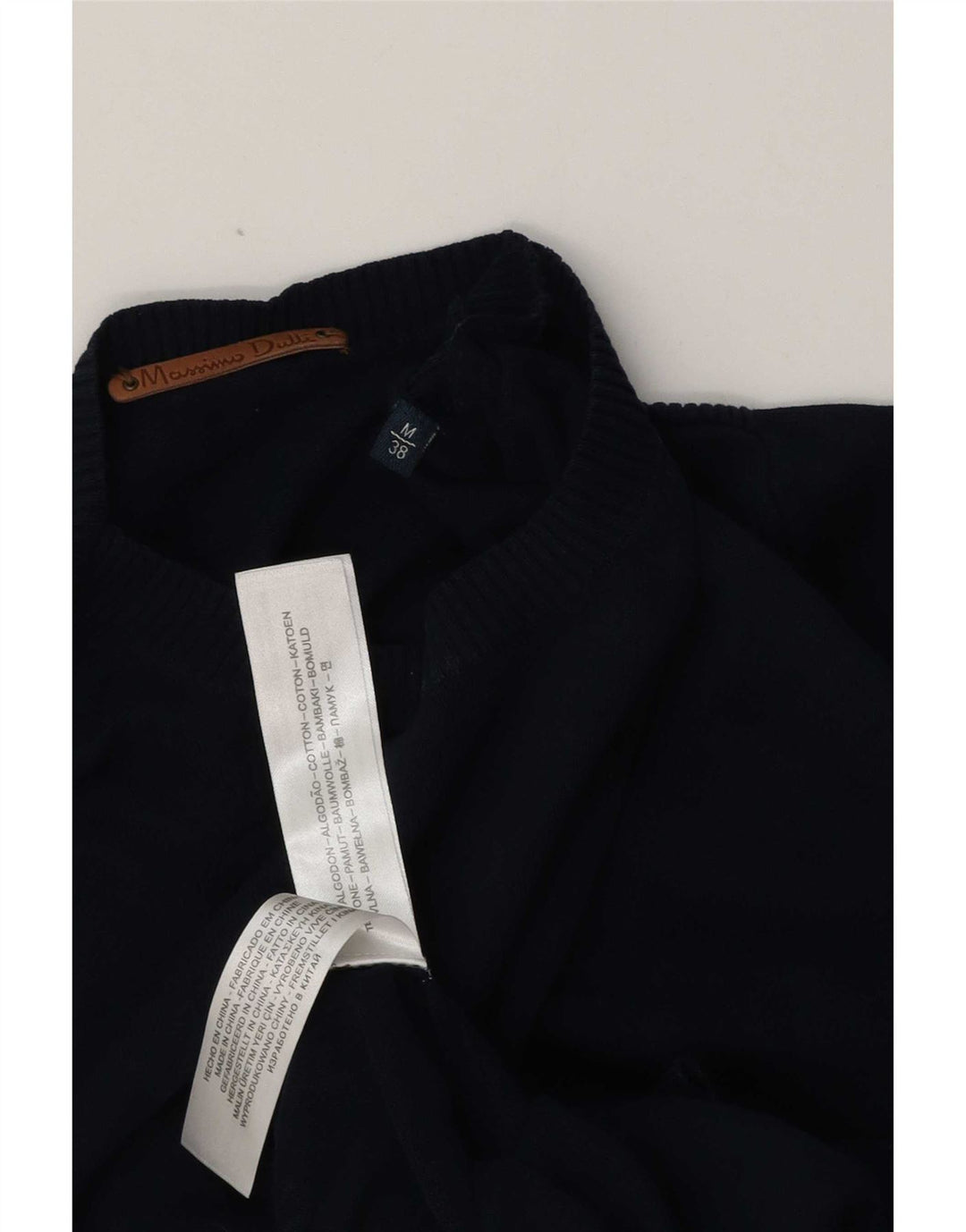 Maglione maglione girocollo da uomo Massimo Dutti in cotone blu navy medio