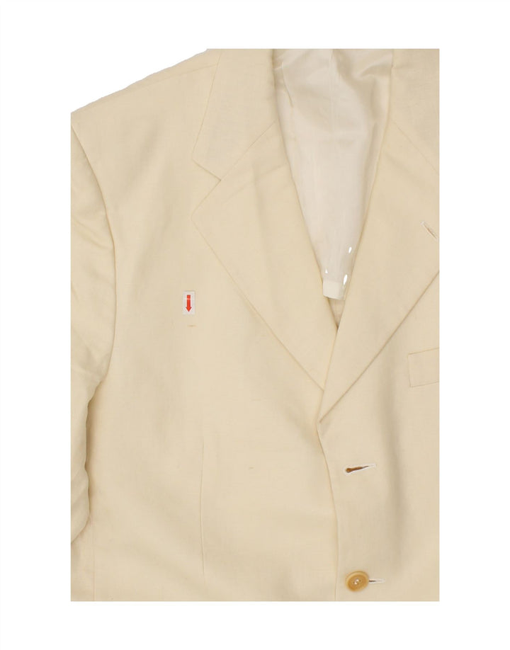 PIERRE CARDIN Giacca blazer a 3 bottoni da uomo IT 50 Large Beige Lino
