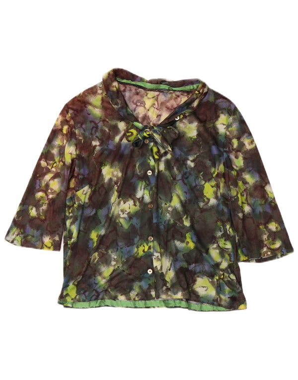 Camicetta vintage da donna con maniche a 3/4 UK 12 floreale multicolore medio