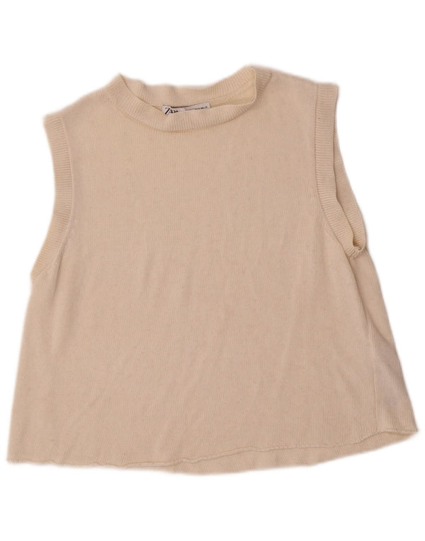Canottiera da donna Zara UK 10 piccola in acrilico beige