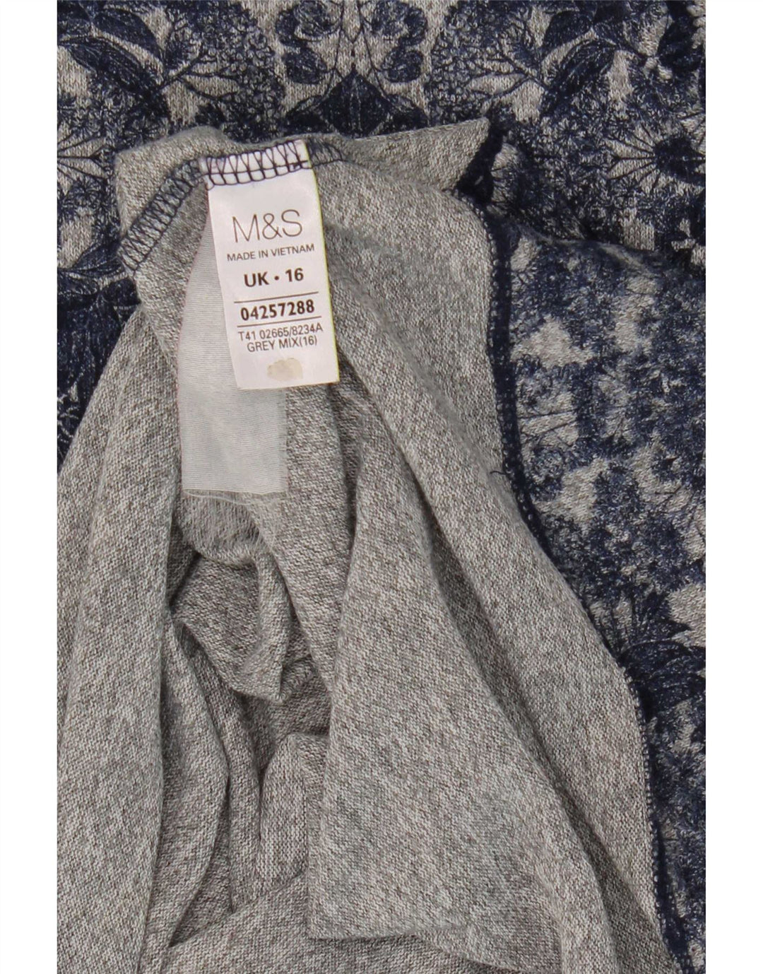 Top da donna Marks & Spencer manica 3/4 UK 16 grande poliestere floreale blu