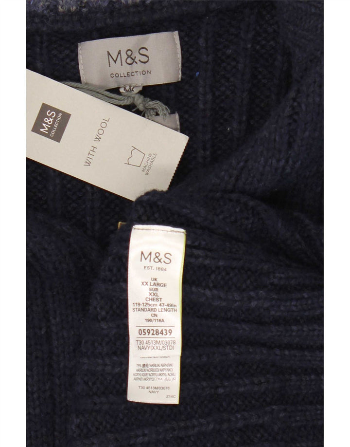 Maglione da uomo con collo con zip Marks & Spencer 2XL acrilico blu navy