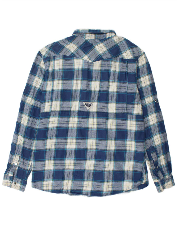 Camicia in flanella da uomo Columbia in cotone a quadri grandi blu