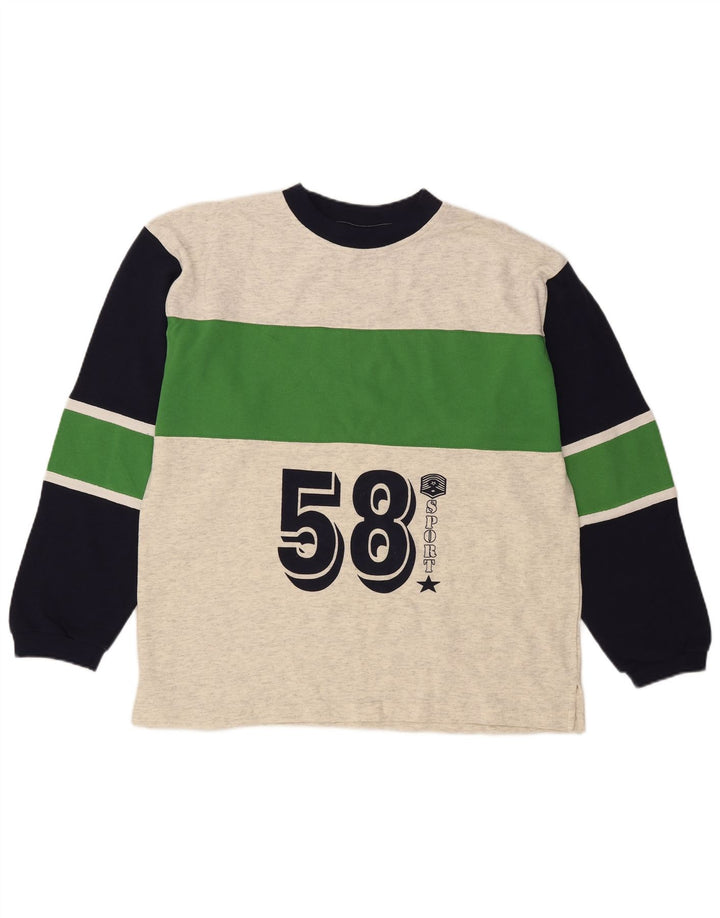 Top grafico da uomo vintage a maniche lunghe grande color grigio