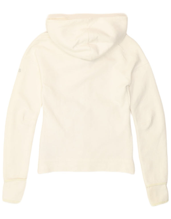 Felpa con cappuccio e zip da donna Adidas UK 4/6 XS cotone bianco