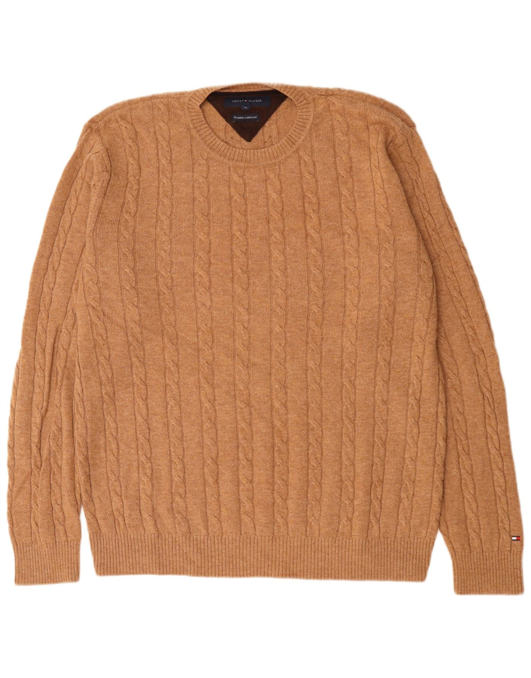 Maglione maglione girocollo da uomo Tommy Hilfiger XL lana d'agnello marrone