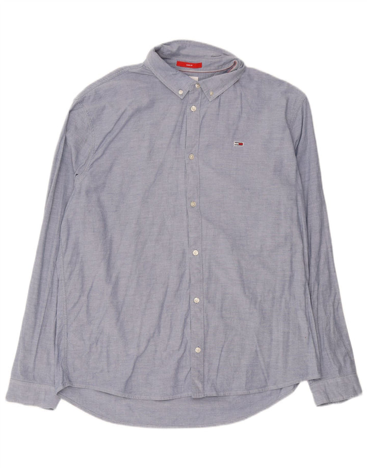 Camicia slim fit da uomo Tommy Hilfiger 2XL cotone blu