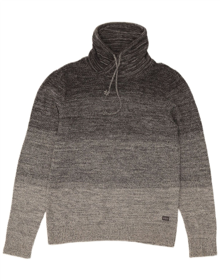 Jack & Jones Maglione da uomo a collo alto in cotone color block grigio medio