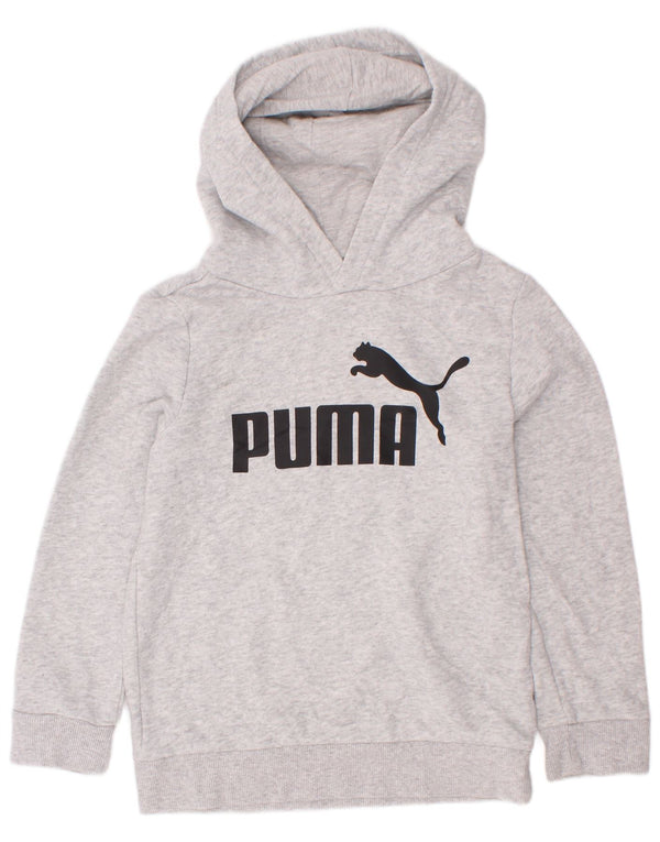 Felpa con cappuccio grafica da bambino Puma 5-6 anni XS in cotone grigio