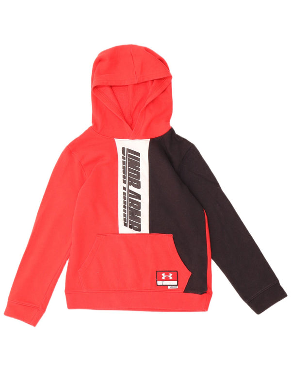 Felpa con cappuccio grafica da ragazzo Under Armour 9-10 anni blocco colore rosso medio