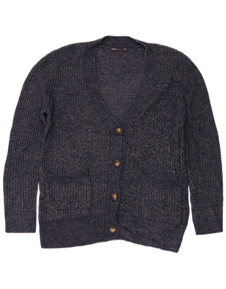 Maglione cardigan da donna Marks & Spencer UK 14 medio blu navy screziato