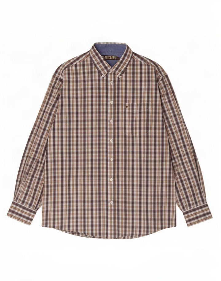 Camicia da uomo Farah a quadri marroni grandi