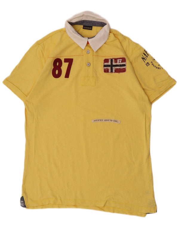 Polo da rugby grafica da uomo Napapijri XL color block giallo