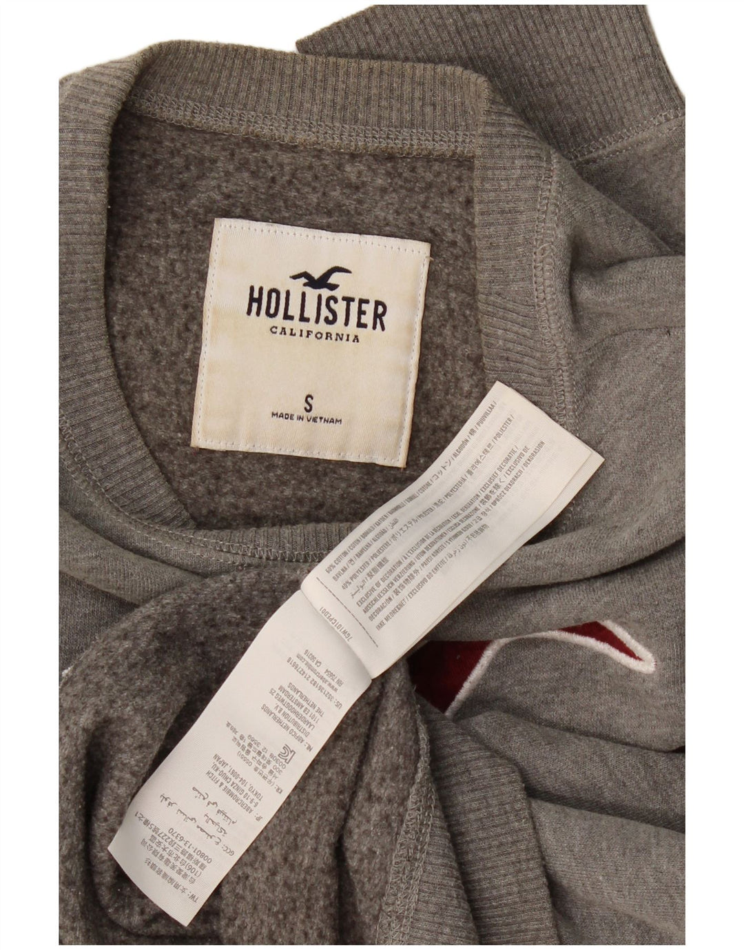 Felpa con grafica Hollister da uomo, piccola, in cotone grigio