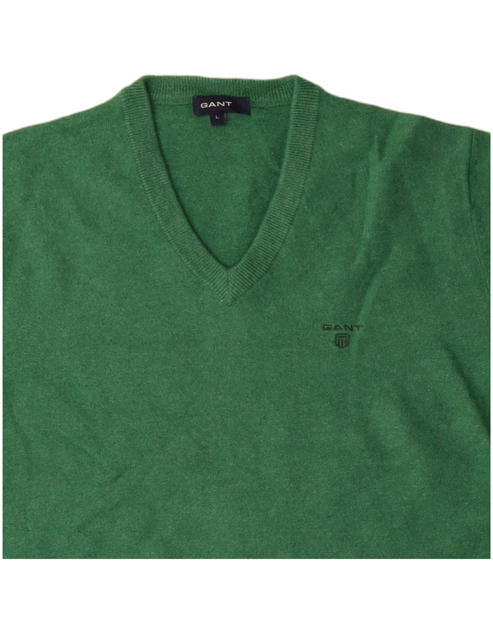 GANT Maglione da donna con scollo a V UK 14 Lana d'agnello verde grande