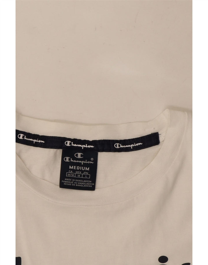 CHAMPION Mens Graphic T-Shirt Top Medium White Cotton