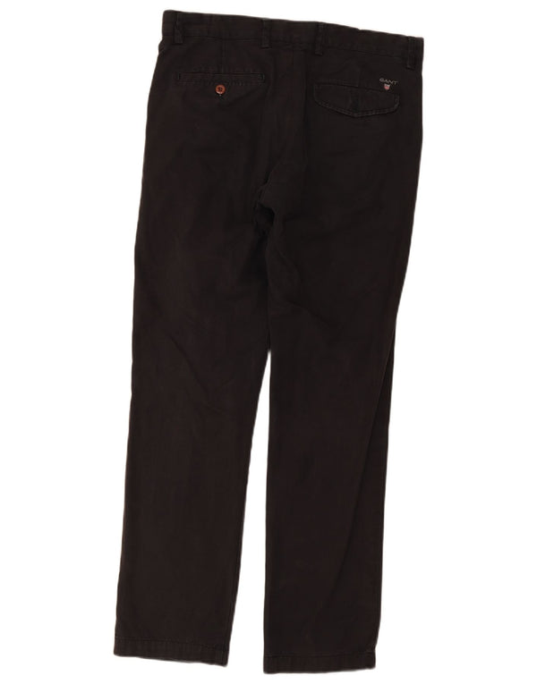 Gant Mens Straight Regular Fit Chino Trousers W32 L32 Black Cotton