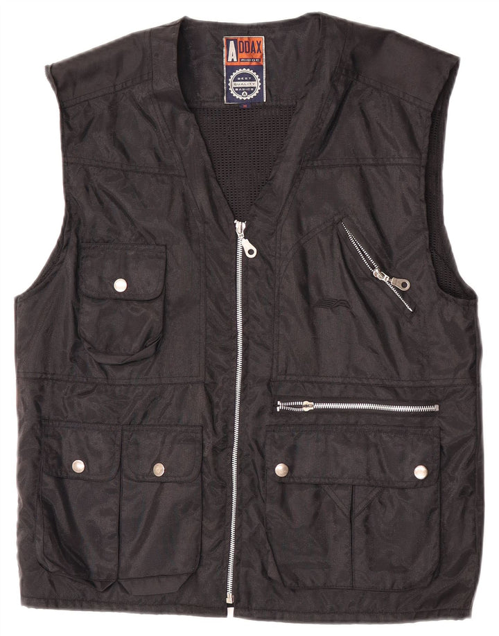 Gilet utility da uomo vintage UK 38 nylon nero medio