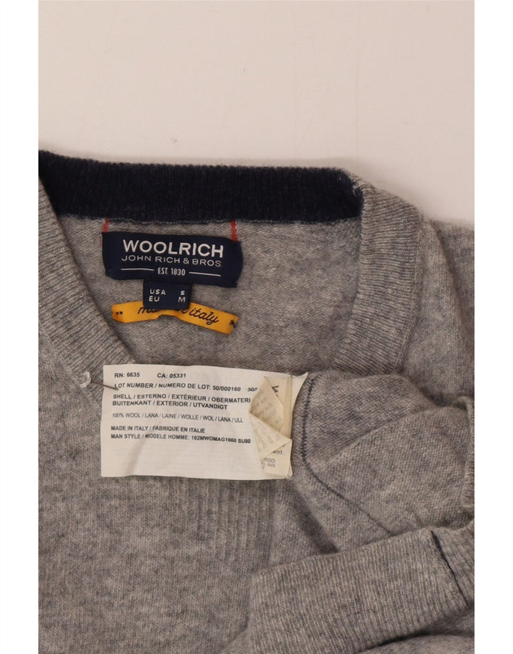 Maglione maglione girocollo da uomo Woolrich piccolo in lana grigia