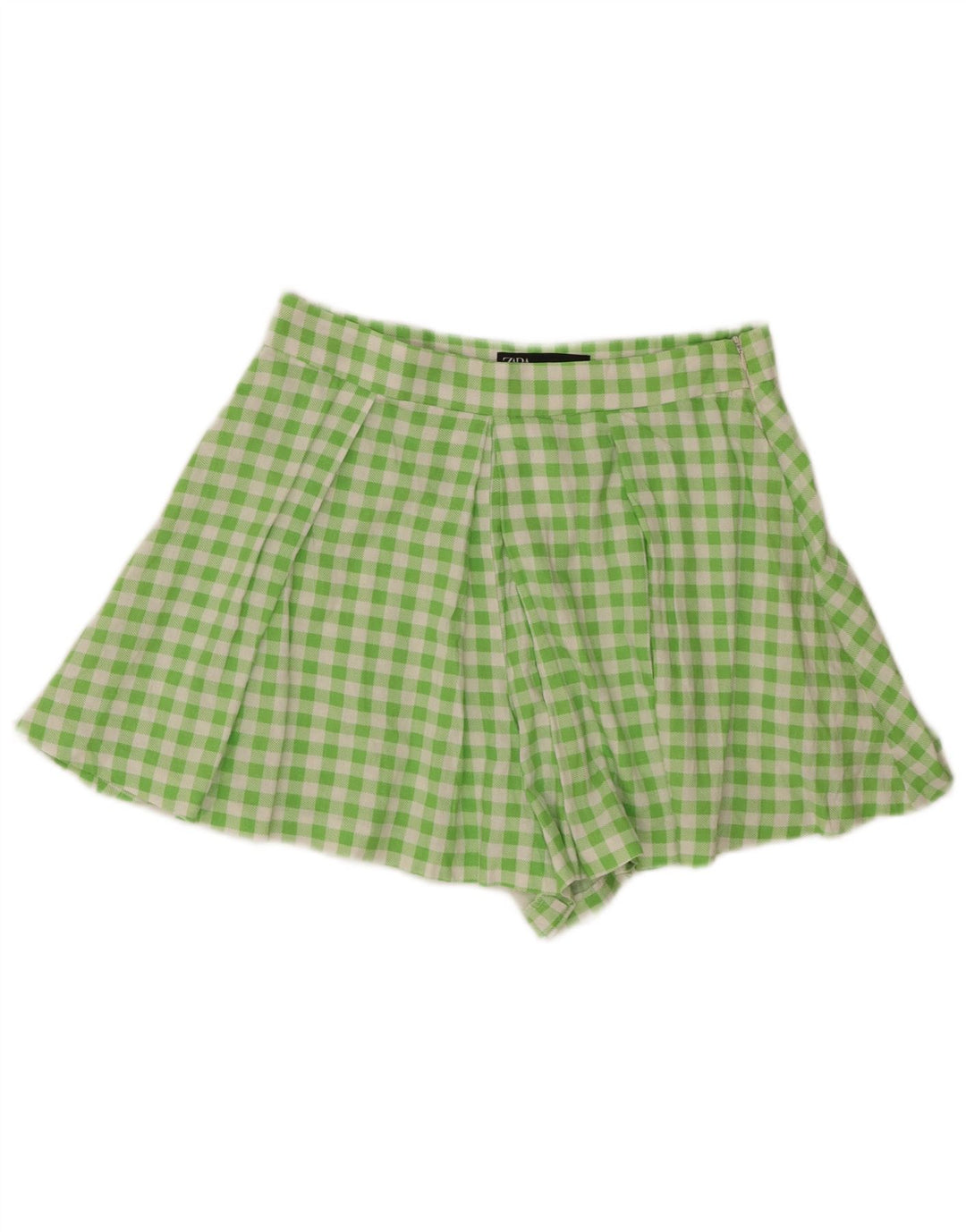Pantaloncini casual con ancoraggio da donna Zara medi W28 verde a quadretti