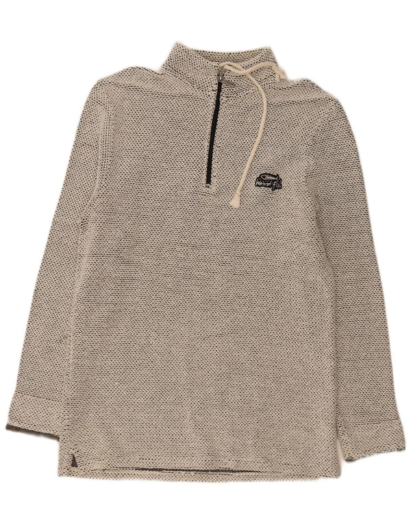 WEIRD FISH Felpa da uomo con collo con zip, maglione grande, cotone grigio