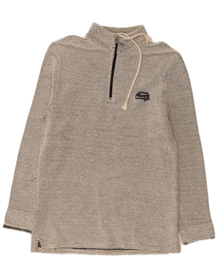 WEIRD FISH Felpa da uomo con collo con zip, maglione grande, cotone grigio