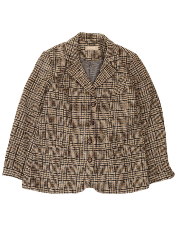 Giacca blazer a 4 bottoni da donna Mona UK 14 grande pied de poule marrone