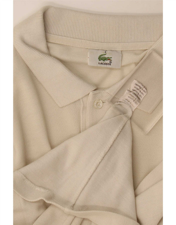 Polo da uomo a maniche lunghe Lacoste taglia 4, cotone bianco sporco medio